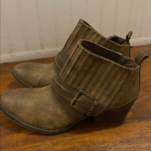 Altar’d State Brown Ankle Boots with Buckle Detail